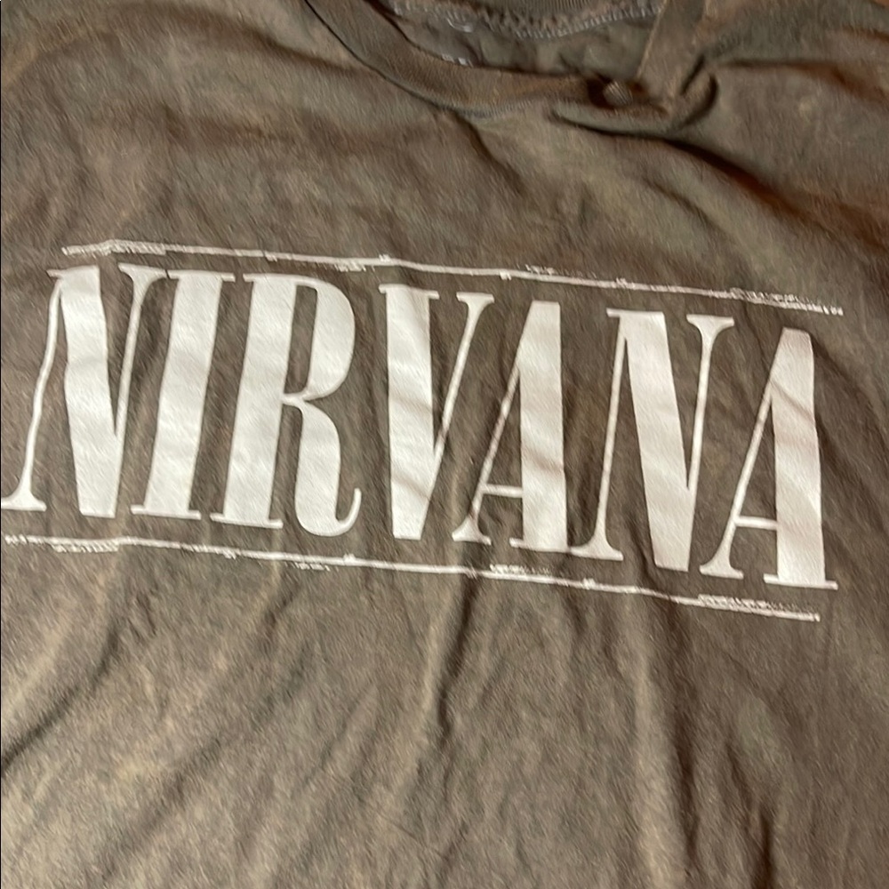 NIRVANA Green Short Sleeve Tee Classic Band Logo - Picture 2 of 5